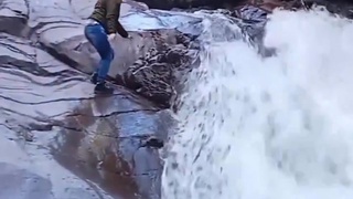 Dumbass in the waterfall
