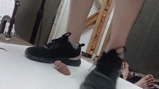 Stomping on a losers tiny  dick