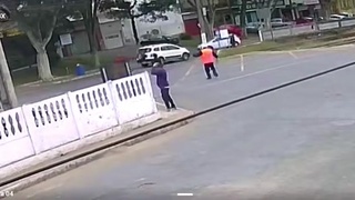 Old Lady Hit By Train