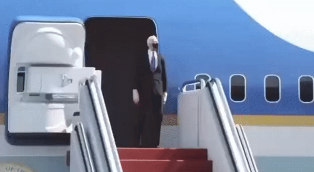 The REAL video of Biden taking another tumble down the AF1 stairs