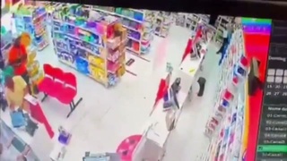 Cop (black shirt) Kills Crook (blue shirt)