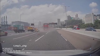 Double-Decker Bus Slams Into Construction Vehicles