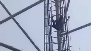 Tech falls down pylon stairs