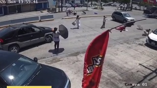 3 protestors hurt as truck plows through rope barrier