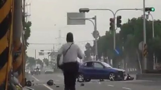 Biker Takes A Flying Lesson