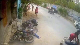 Two pedestrians were run over by a woman who lost control of her quad bike.