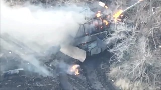 tank explodes and burns
