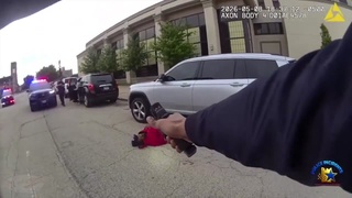 Officer can't hit shit then gets lucky.