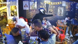 Couple shot inside bar