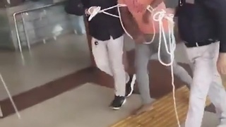 Indian guy gets a beating with a stick