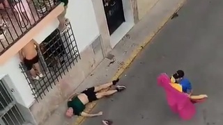 Bull fucks up bald Spanish guy